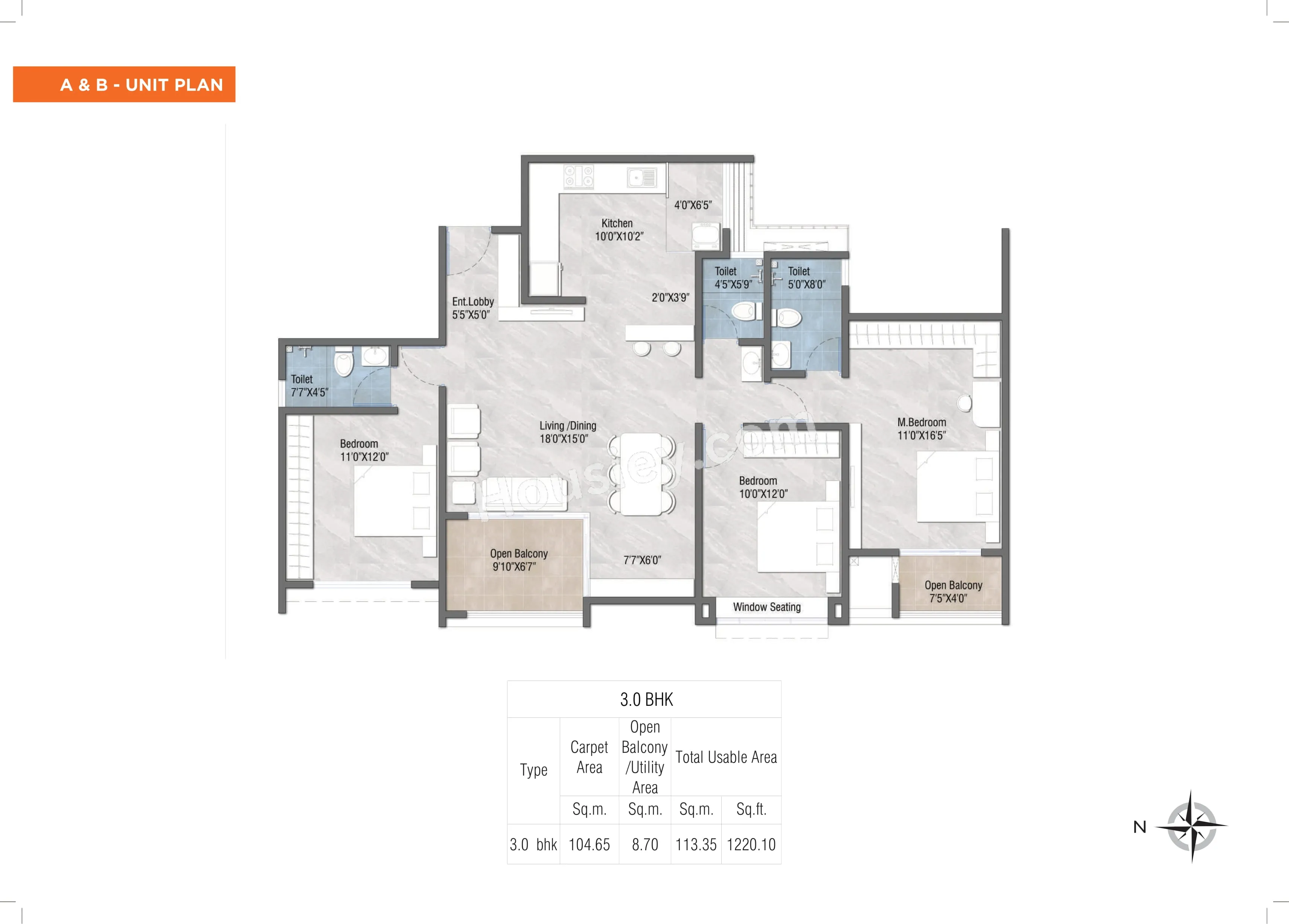 Rohit 108 Avyana Unit plan - 1220 sq.ft.